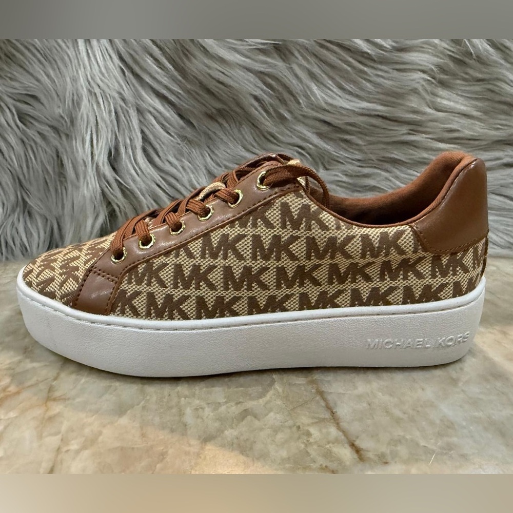 Michael Kors Monogram Canvas Sneakers with White Sole.